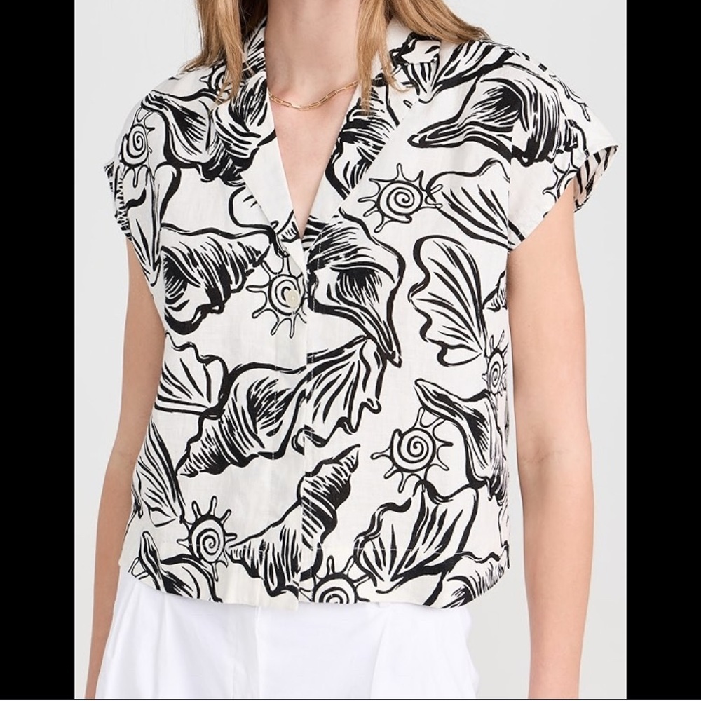 Madewell Black and White Seashell Print Blouse